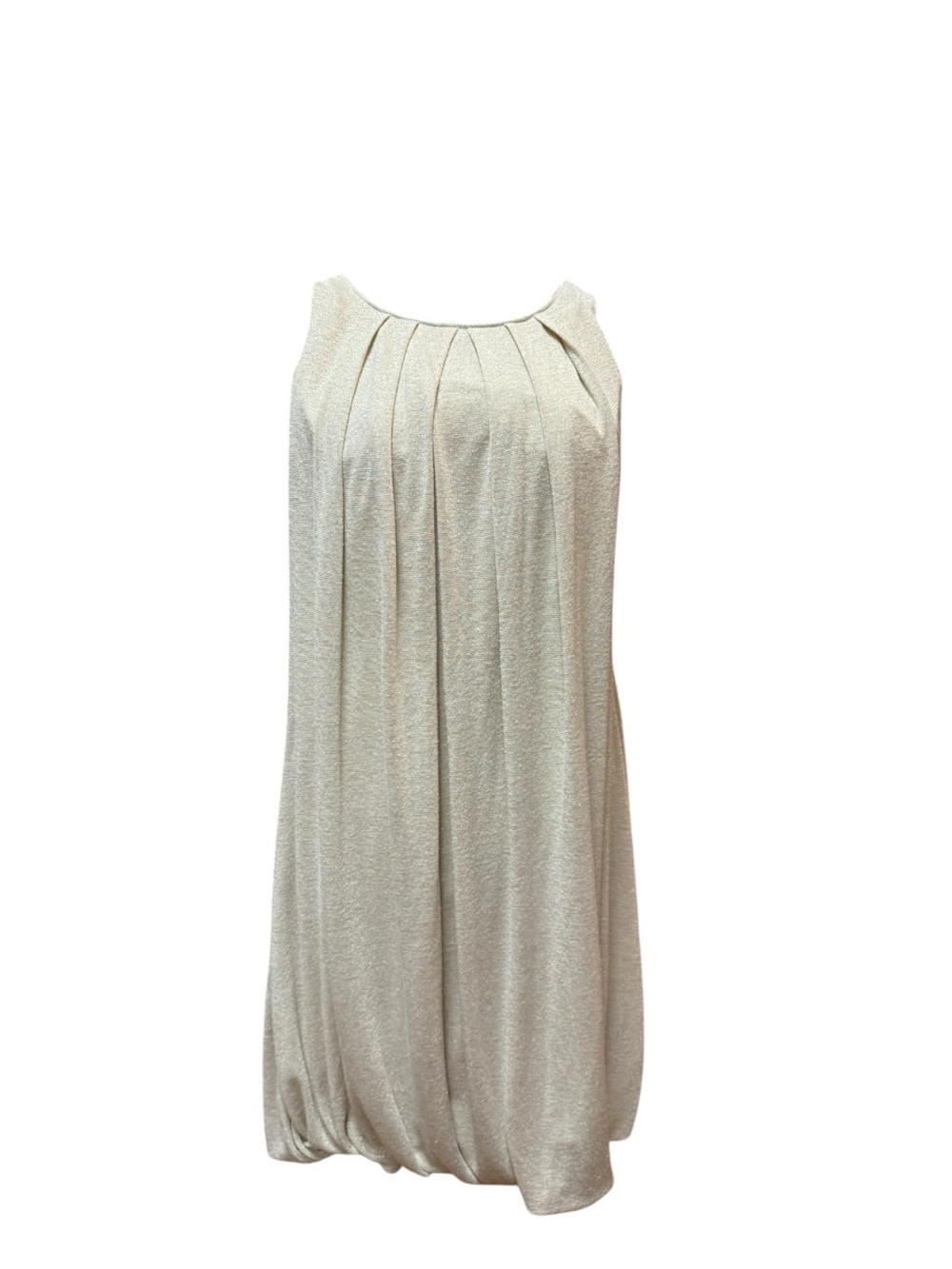 Sleeveless Champagne Bubble Hem Party Dress Medium